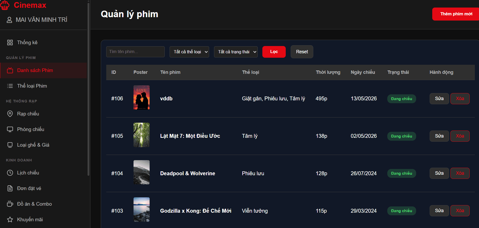 Trang quản lý phim Cinemax